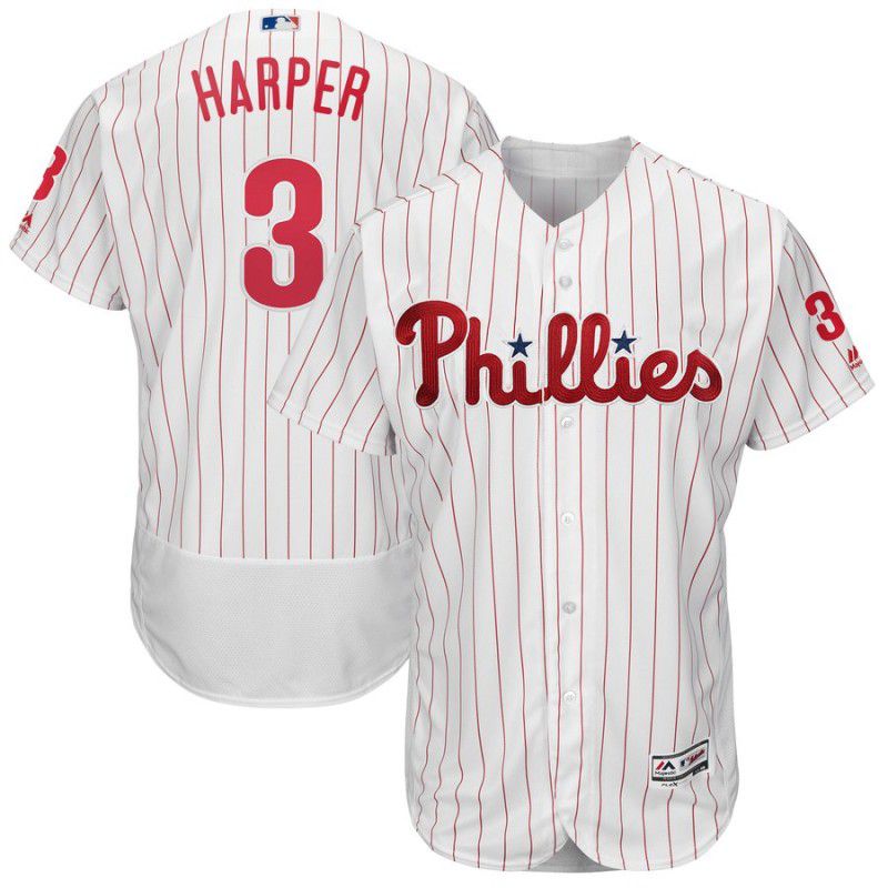 2019 MLB Men Philadelphia Phillies #3 Bryce Harper white Flexbase Jerseys